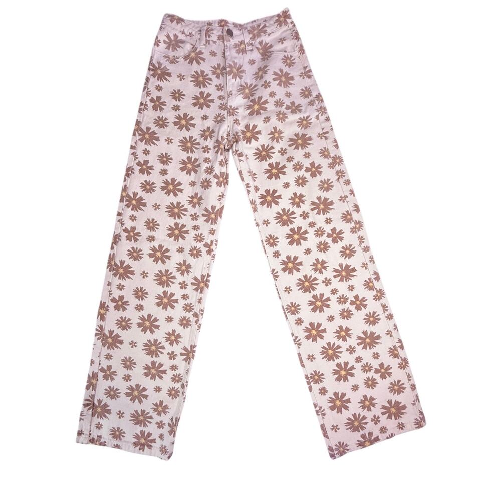 Bailey Rose Daisy Flower Jeans Groovy Mom Jean Cream Brown XS Women's 24x28 - Picture 2 of 9